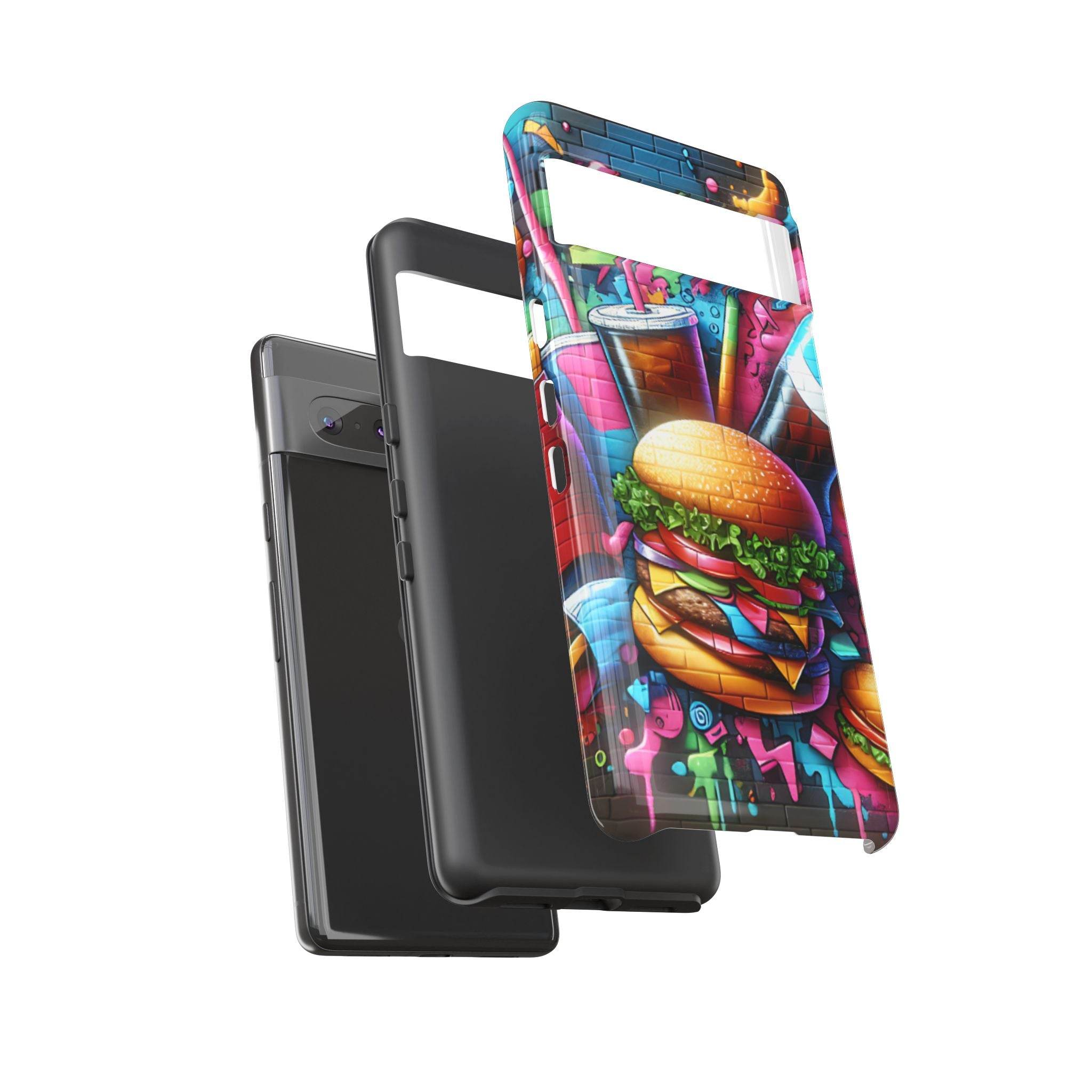 Burger and Drink Graffiti Phone Case - Google Pixel Phone Tough Case - Hook's Rubs & Spices
