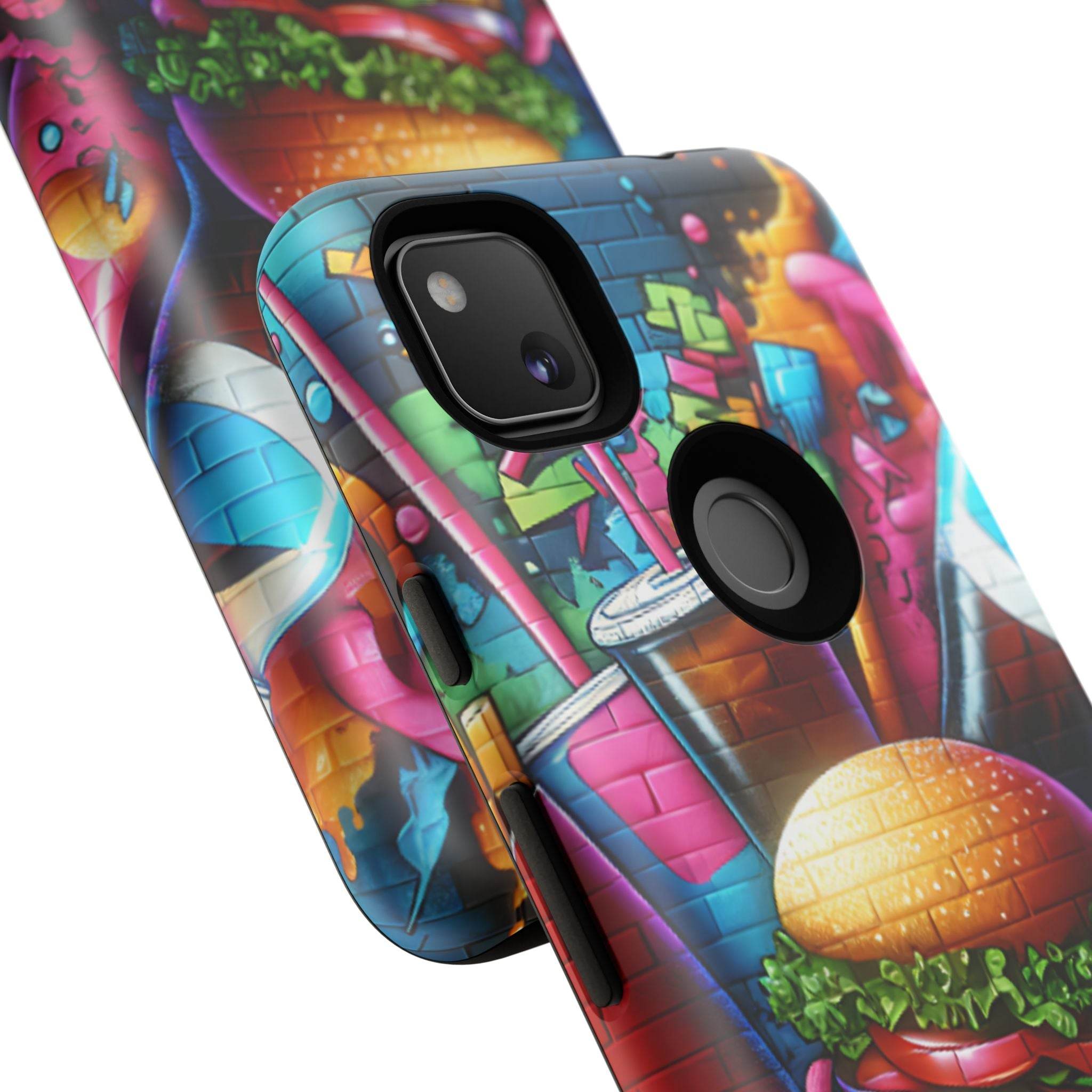 Burger and Drink Graffiti Phone Case - Google Pixel Phone Tough Case - Hook's Rubs & Spices