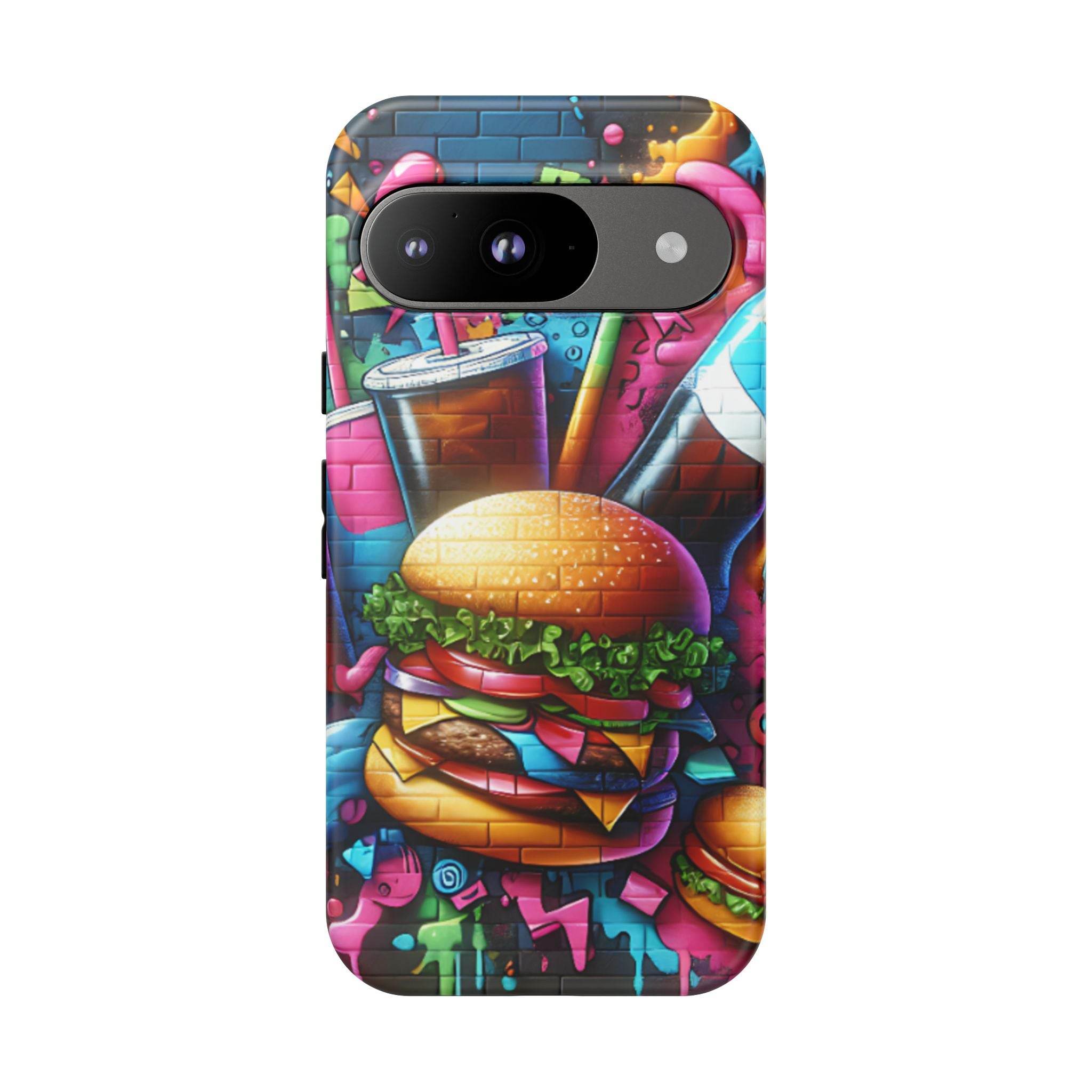 Burger and Drink Graffiti Phone Case - Google Pixel Phone Tough Case - Hook's Rubs & Spices
