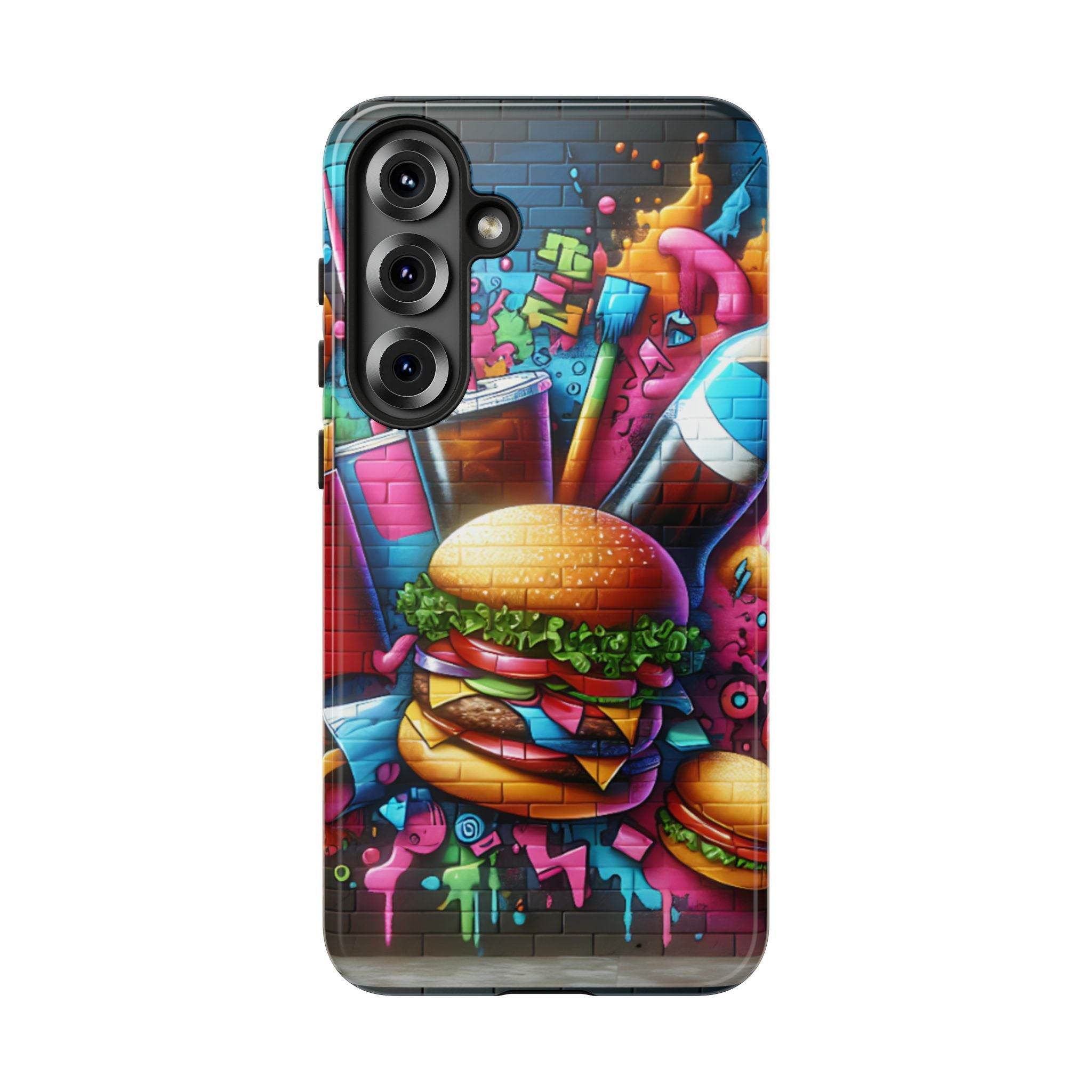 Burger and Drink Graffiti Phone Case - Samsung Galaxy Tough Case - Hook's Rubs & Spices