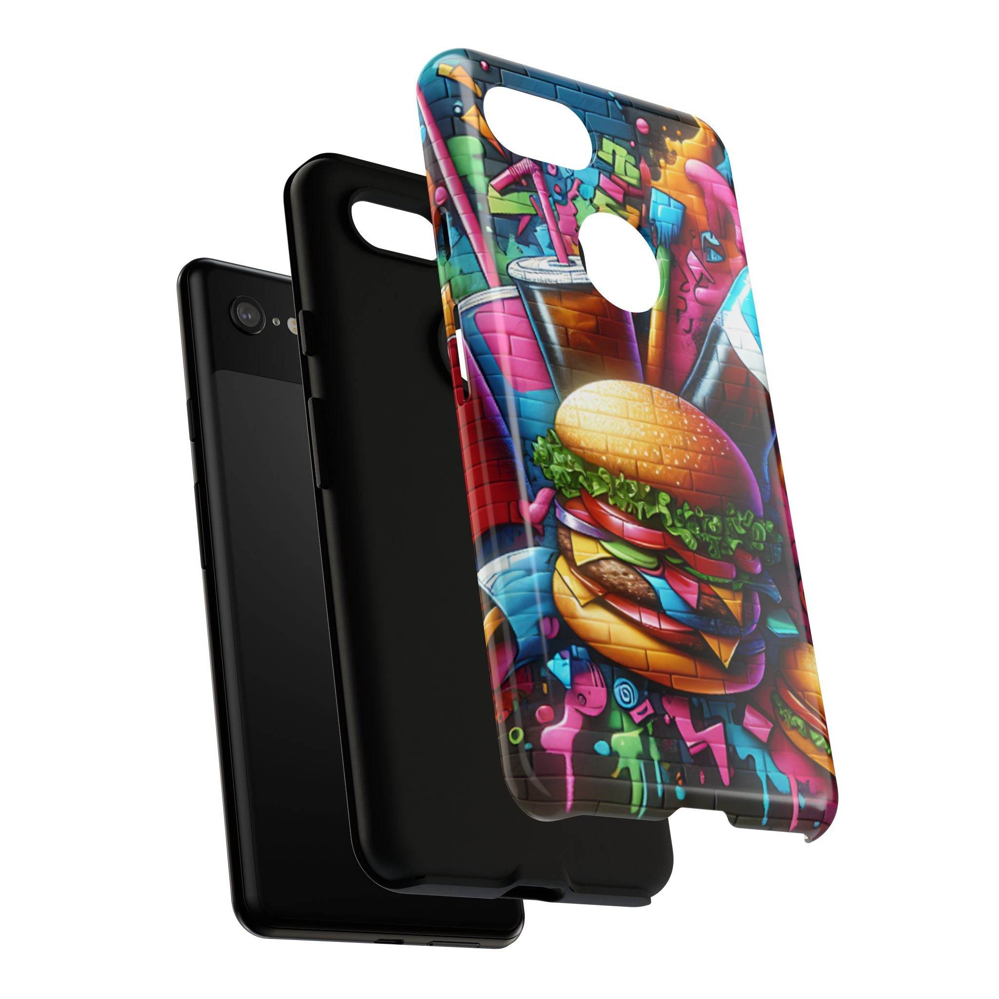 Burger and Drink Graffiti Phone Case - Google Pixel Phone Tough Case - Hook's Rubs & Spices
