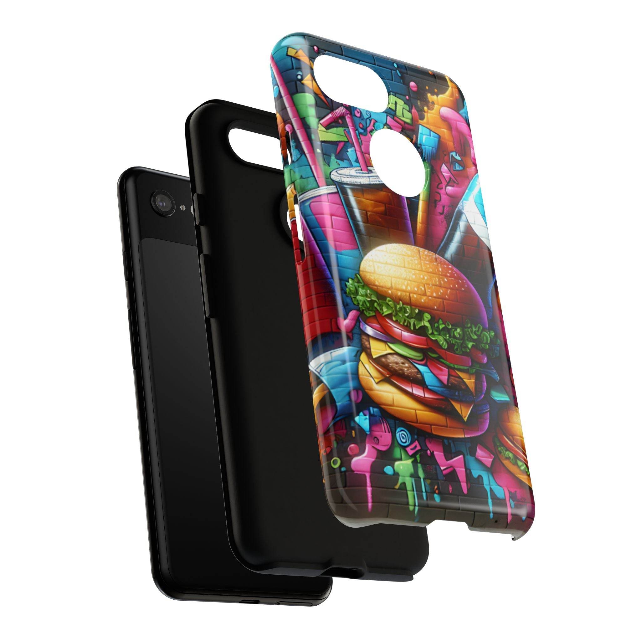 Burger and Drink Graffiti Phone Case - Google Pixel Phone Tough Case - Hook's Rubs & Spices