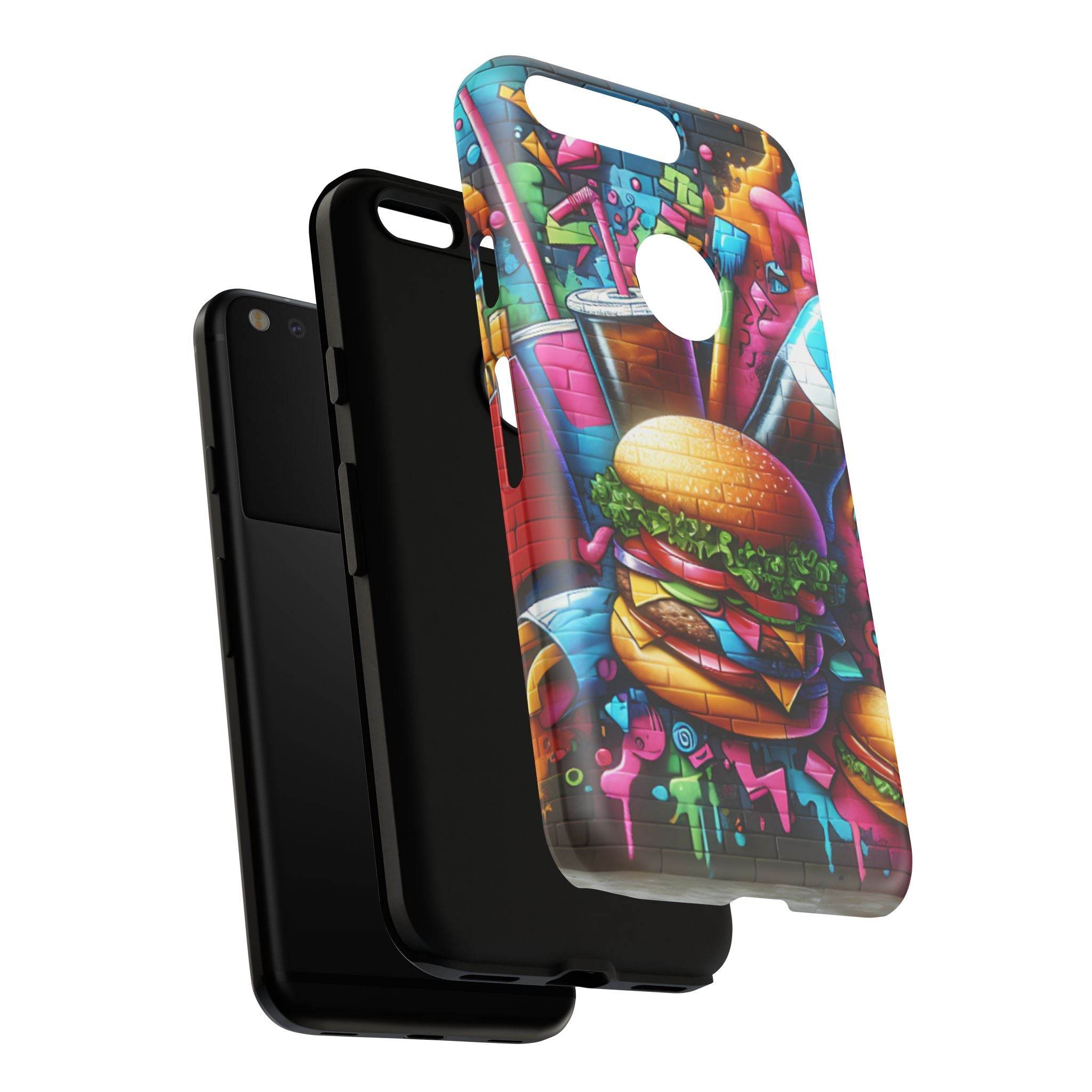 Burger and Drink Graffiti Phone Case - Google Pixel Phone Tough Case - Hook's Rubs & Spices