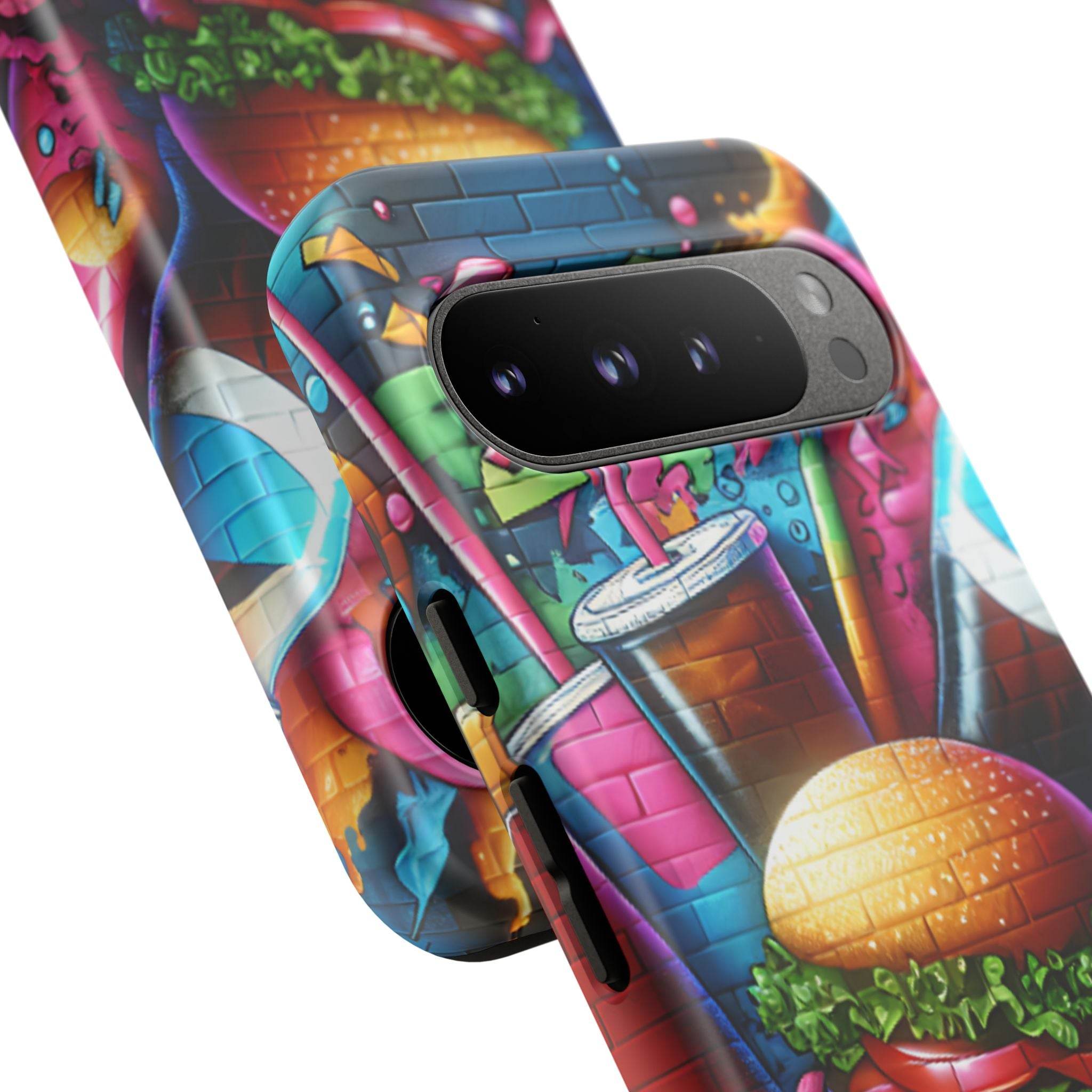 Burger and Drink Graffiti Phone Case - Google Pixel Phone Tough Case - Hook's Rubs & Spices