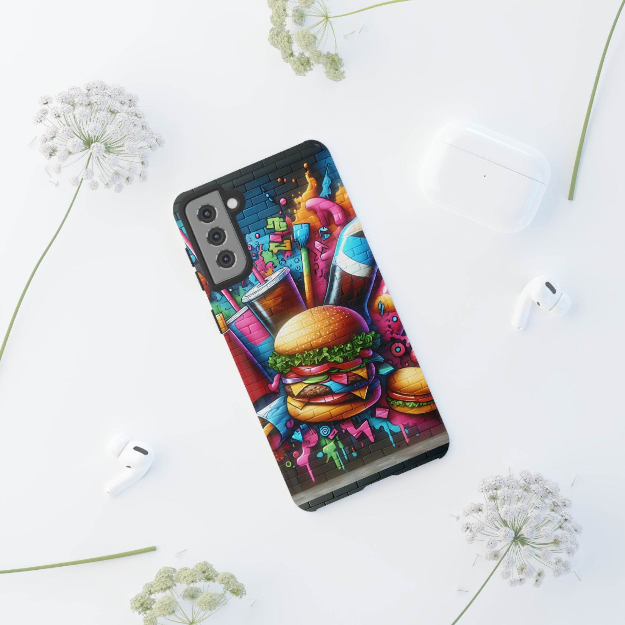 Burger and Drink Graffiti Phone Case - Samsung Galaxy Tough Case - Hook's Rubs & Spices