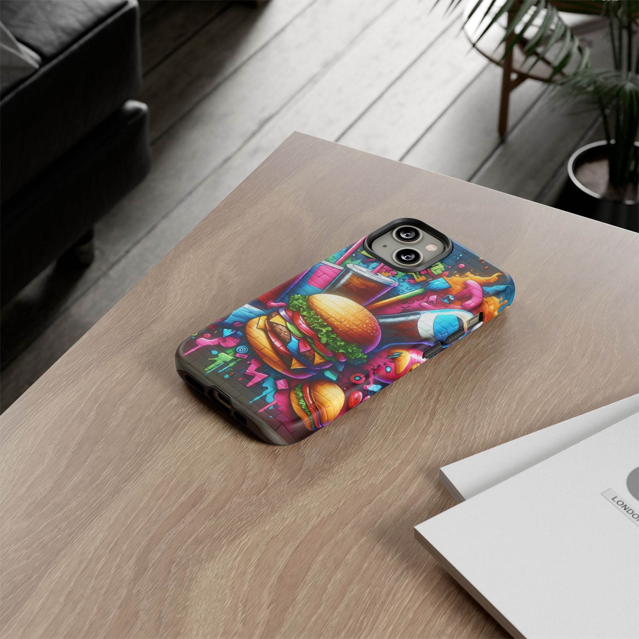 Burger and Drink Graffiti Phone Case - iPhone Tough Case - Hook's Rubs & Spices