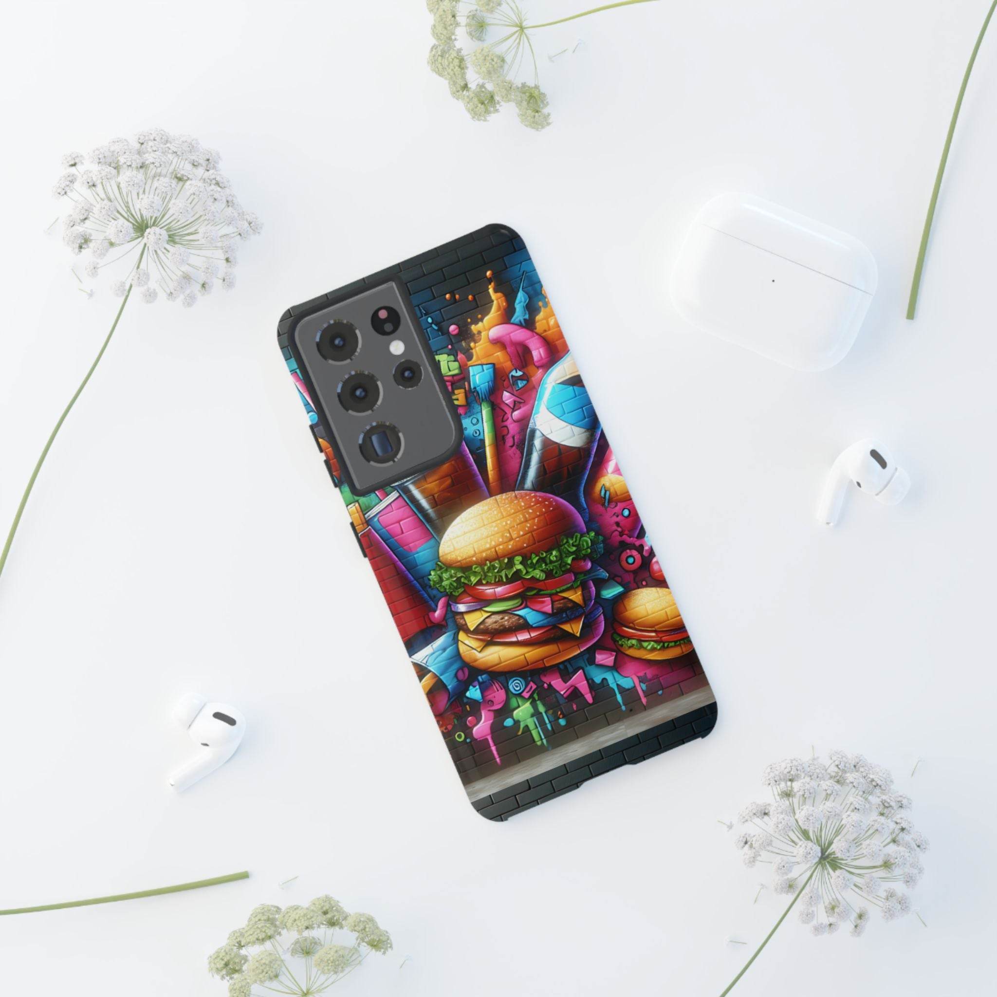 Burger and Drink Graffiti Phone Case - Samsung Galaxy Tough Case - Hook's Rubs & Spices