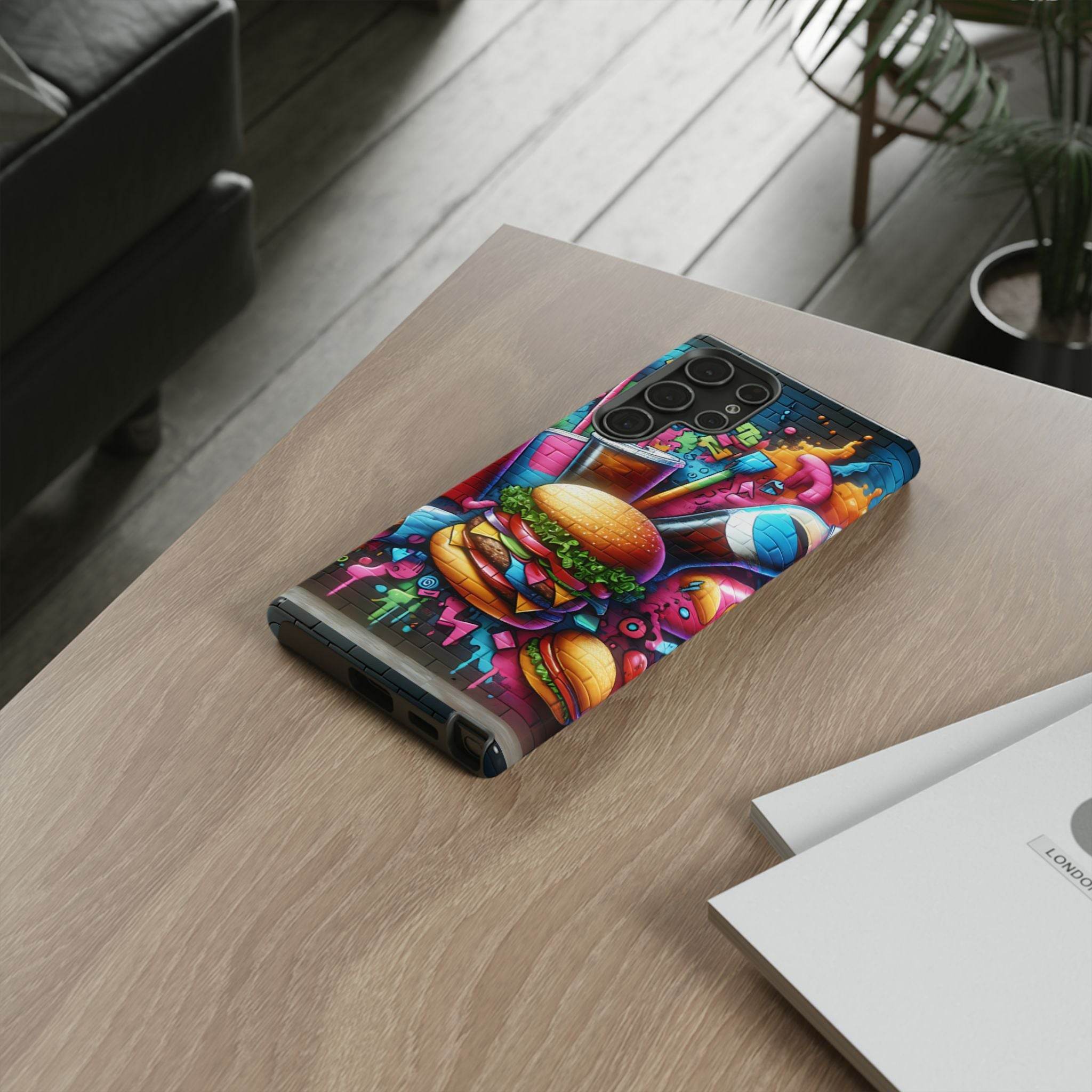 Burger and Drink Graffiti Phone Case - Samsung Galaxy Tough Case - Hook's Rubs & Spices