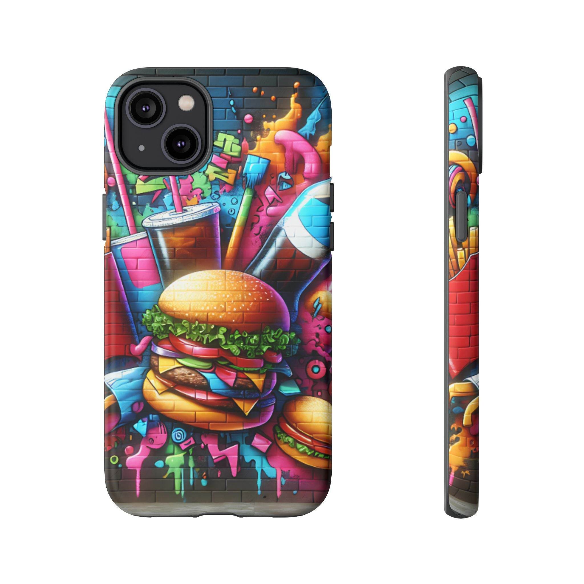 Burger and Drink Graffiti Phone Case - iPhone Tough Case - Hook's Rubs & Spices