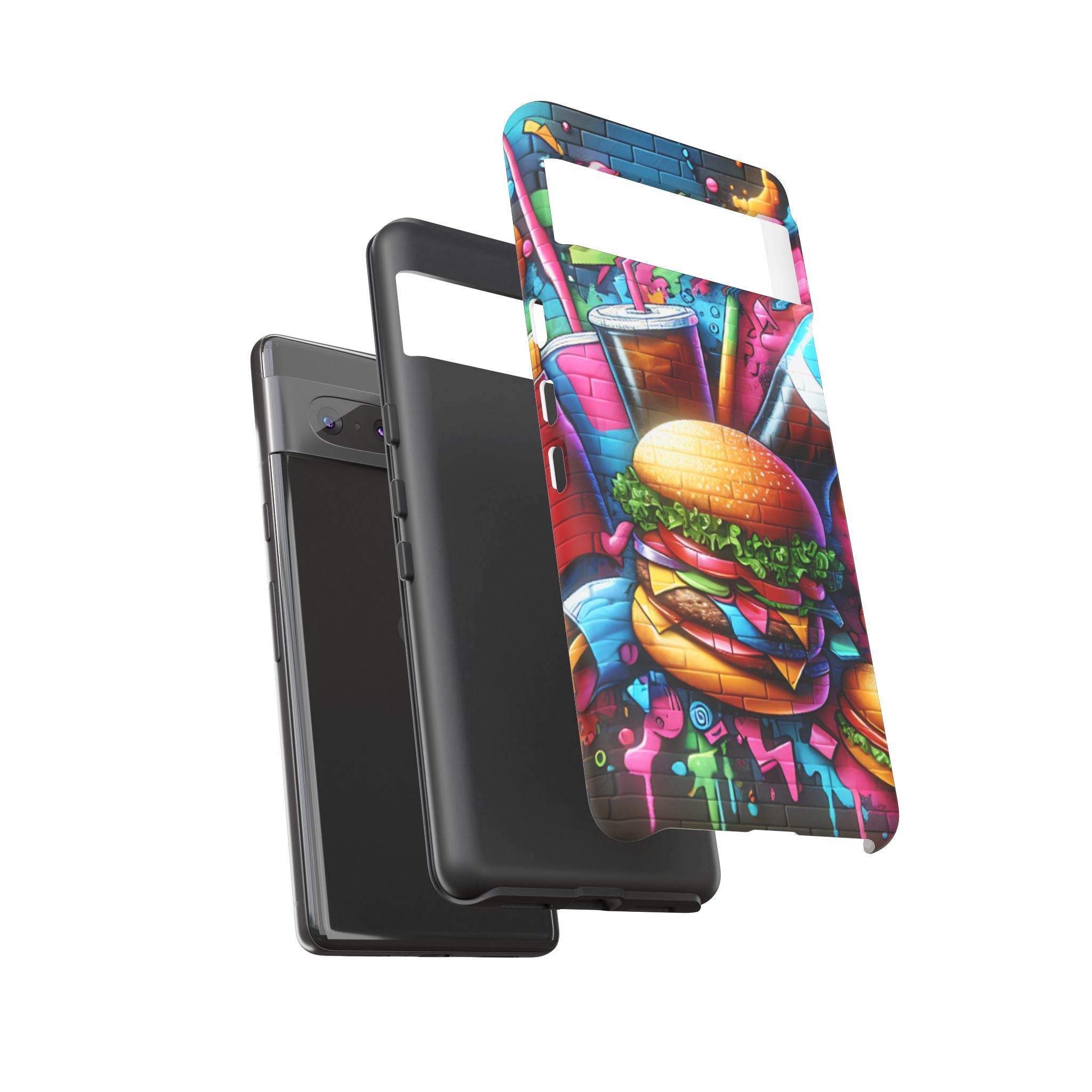 Burger and Drink Graffiti Phone Case - Google Pixel Phone Tough Case - Hook's Rubs & Spices