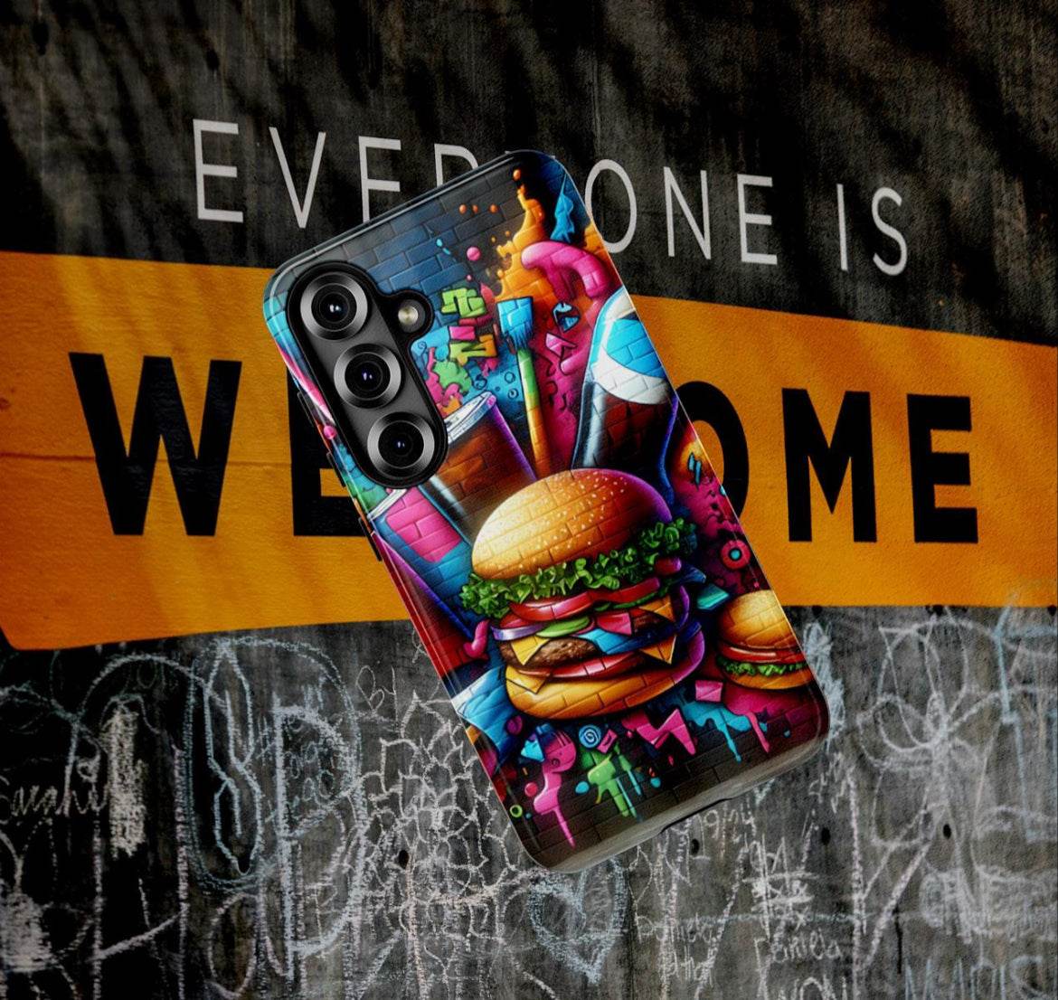 Burger and Drink Graffiti Phone Case - Samsung Galaxy Tough Case - Hook's Rubs & Spices