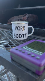 Load and play video in Gallery viewer, 12 oz. &quot;Pork Booty&quot; Enamel Mug by Hook&#39;s Rub
