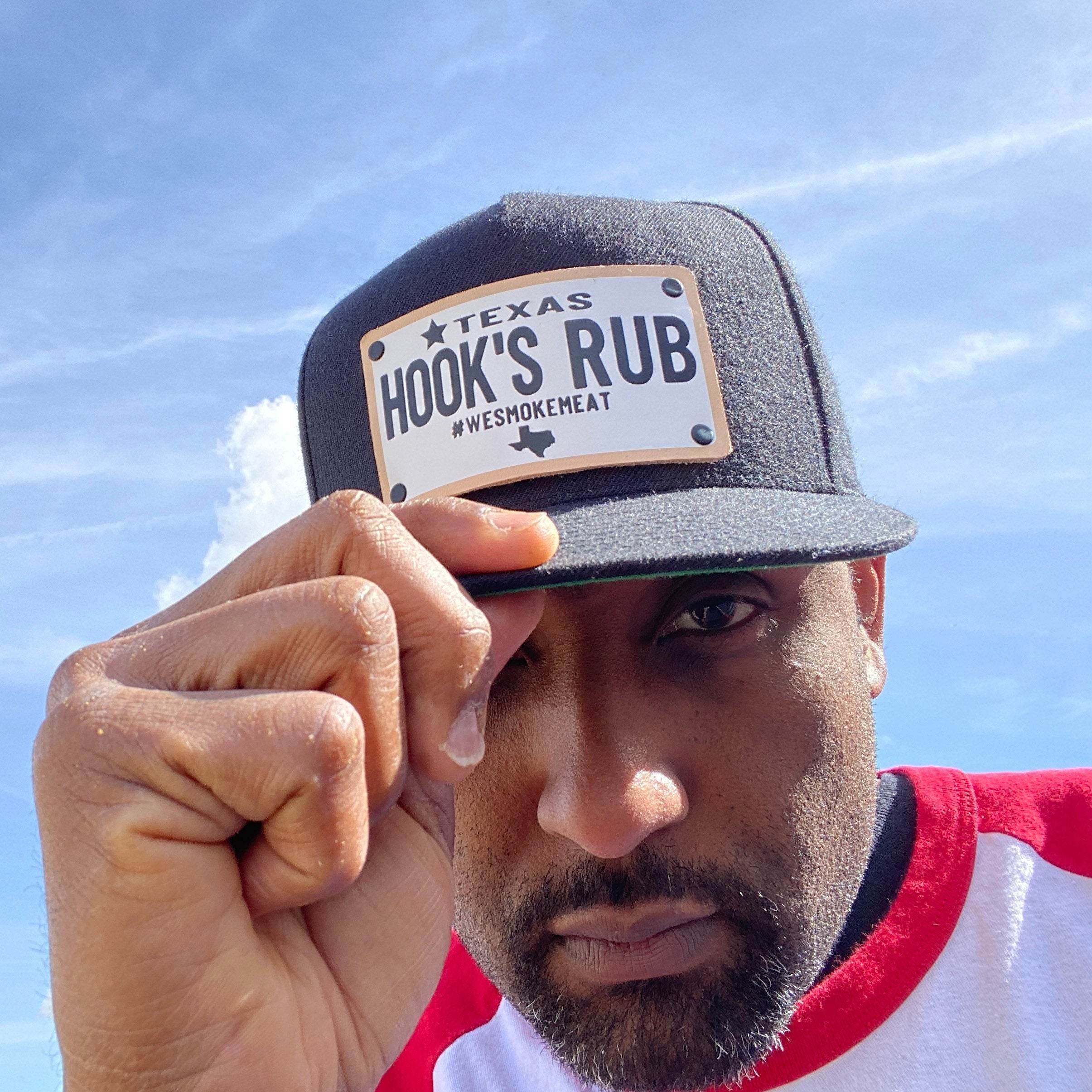 Hook’s Rub Vintage Texas License Plate Hat with Leather White Plate - Hook's Rubs & Spices