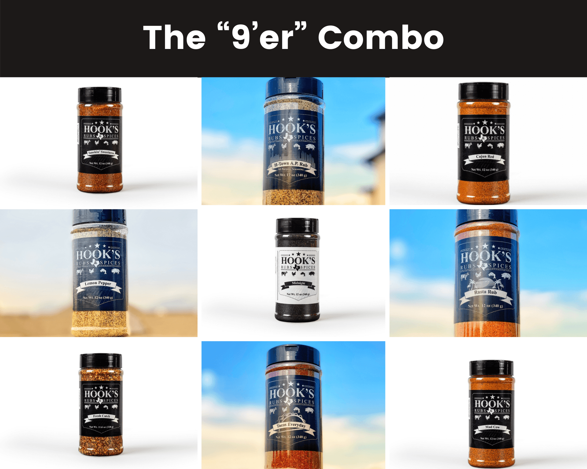 The 9’er - 9 Pack Combo - Hook's Rubs & Spices